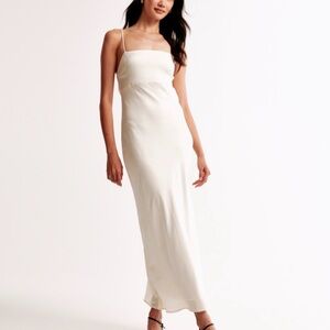 Abercrombie & Fitch Cream Slip Maxi Dress with Thin Straps
